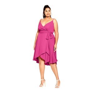 City Chic Bianca Wrap Dress Fuschia Size 16 NWT